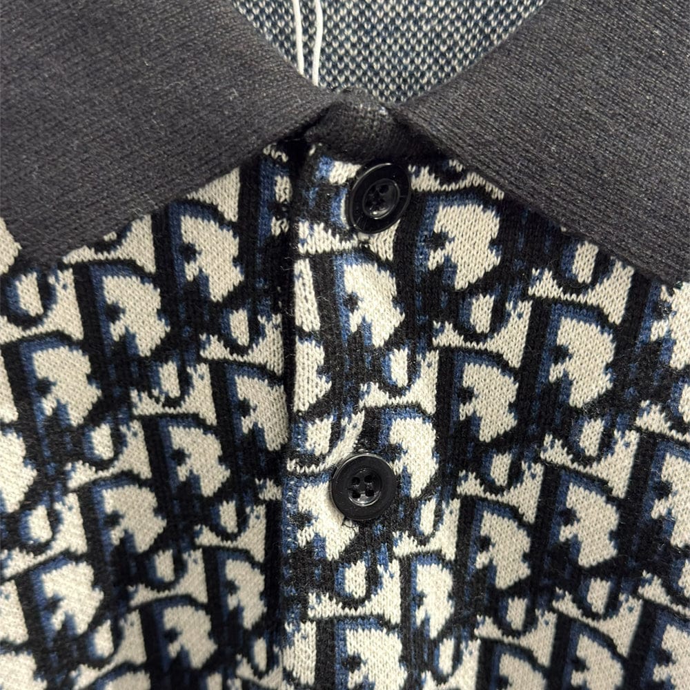 Oblique Jacquard Knit Polo Shirt