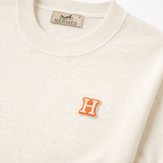 H Logo Cotton Crewneck Knit T-Shirt
