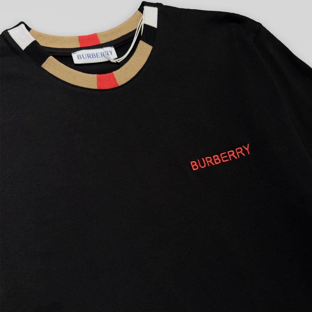 BURBERRY Icon Stripe Trim Cotton T-shirt