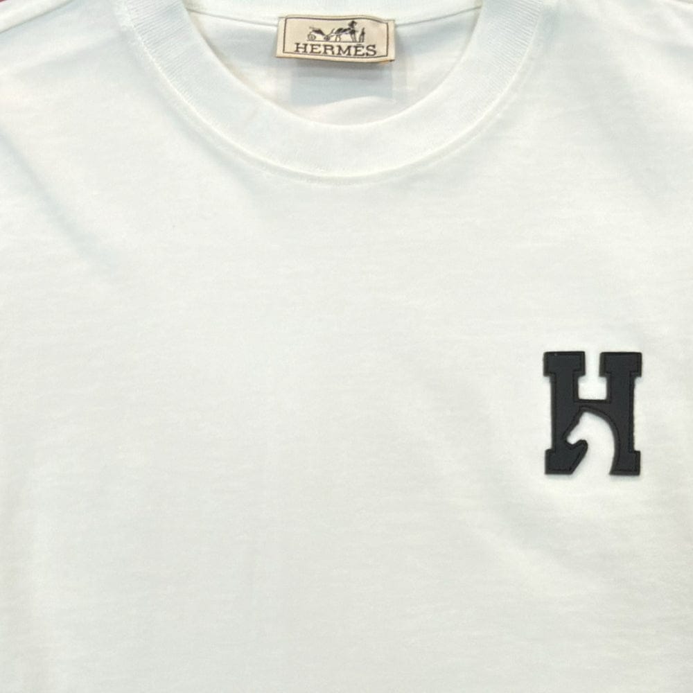 HERMES "H Logo" T-shirt With Leather Detail
