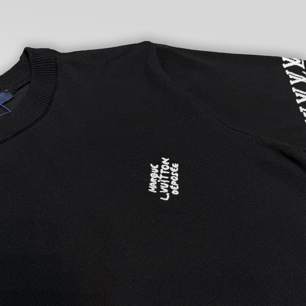 LV Short-Sleeved Cotton Crewneck Knit T-Shirt