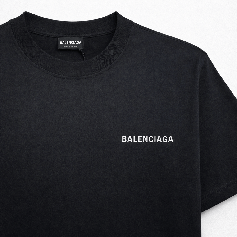 BALENCIAGA Washed Effect Logo Print T-shirt