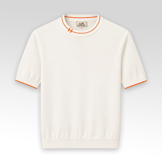 H Logo Cotton Crewneck Knit T-Shirt