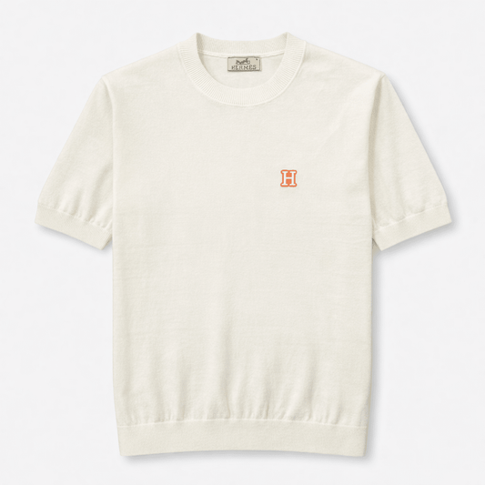 H Logo Cotton Crewneck Knit T-Shirt
