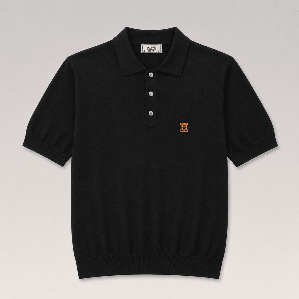 H Logo Cotton Knit Polo Shirt