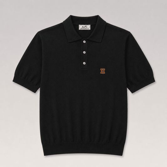 H Logo Cotton Knit Polo Shirt