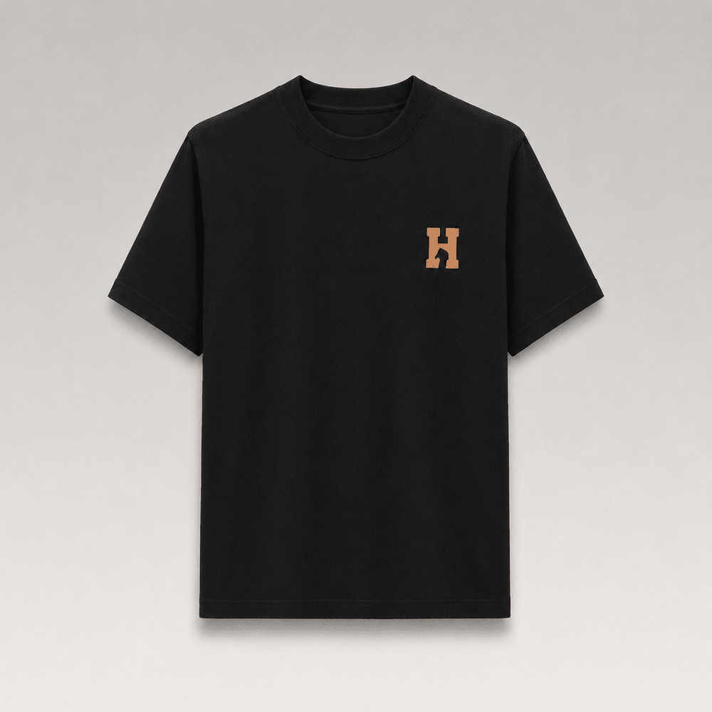 "H Logo" T-shirt With Leather Detail