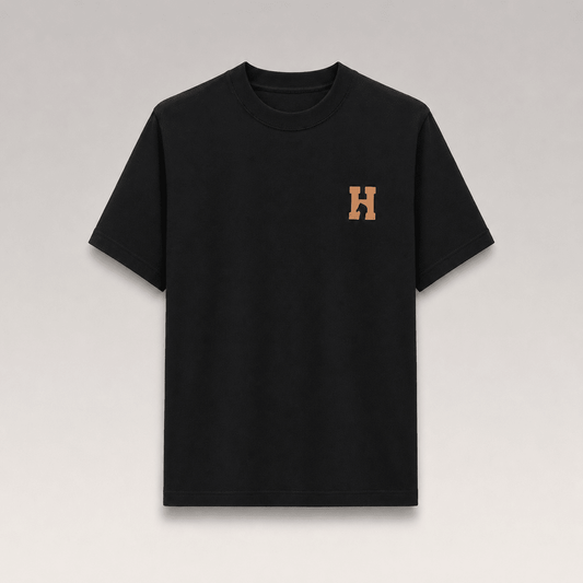 "H Logo" T-shirt With Leather Detail
