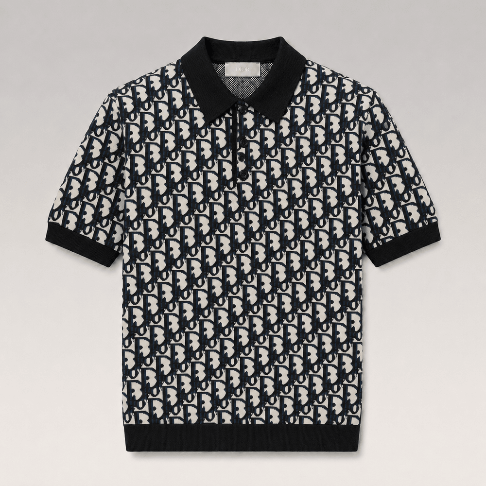 Oblique Jacquard Knit Polo Shirt