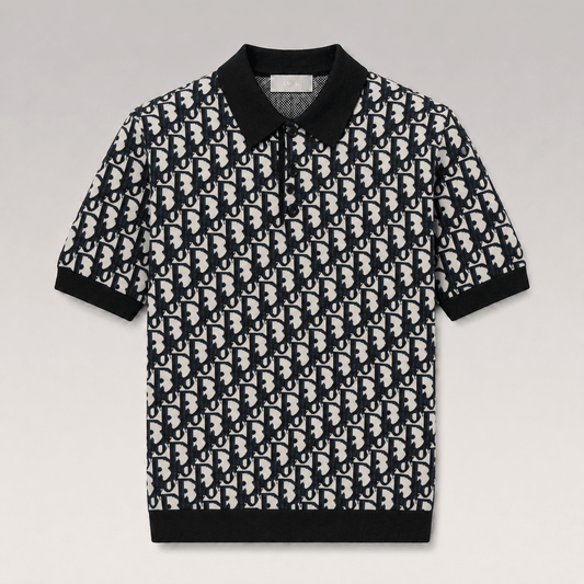Oblique Jacquard Knit Polo Shirt