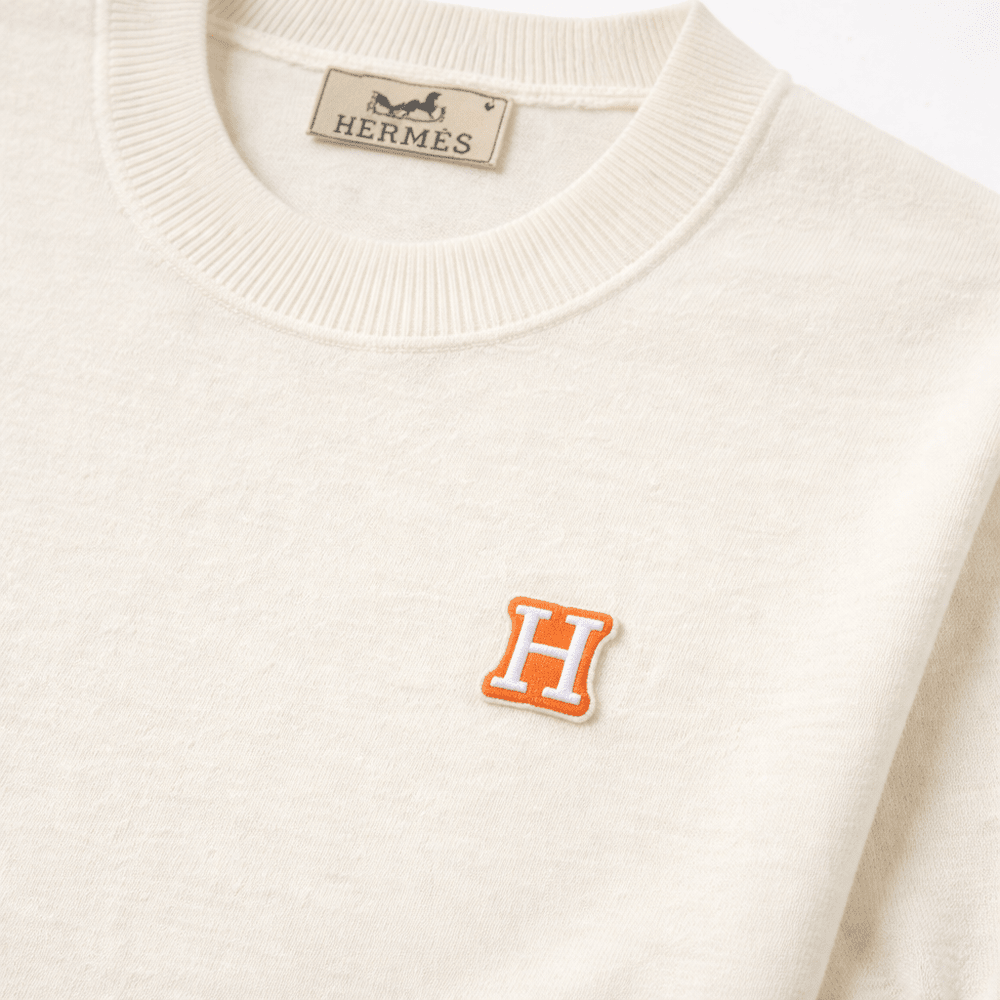 H Logo Cotton Crewneck Knit T-Shirt