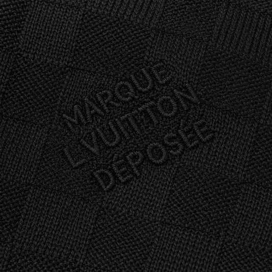 Damier Jaquard Embroidered Logo Knit Polo Shirt