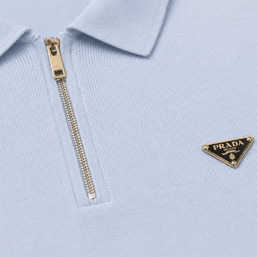 Zip-Up Knitted Polo Shirt