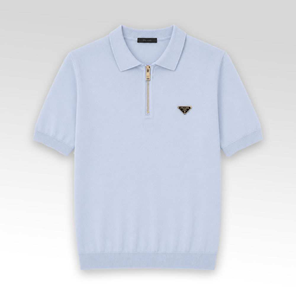 Zip-Up Knitted Polo Shirt