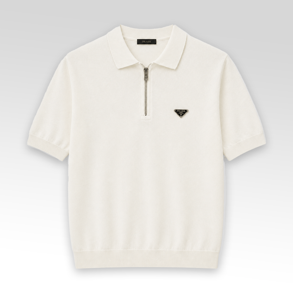 Zip-Up Knitted Polo Shirt