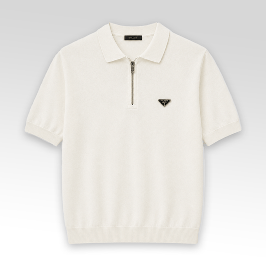 Zip-Up Knitted Polo Shirt