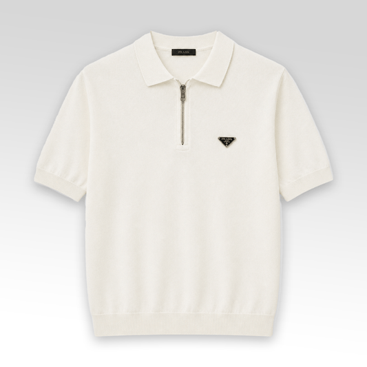 Zip-Up Knitted Polo Shirt