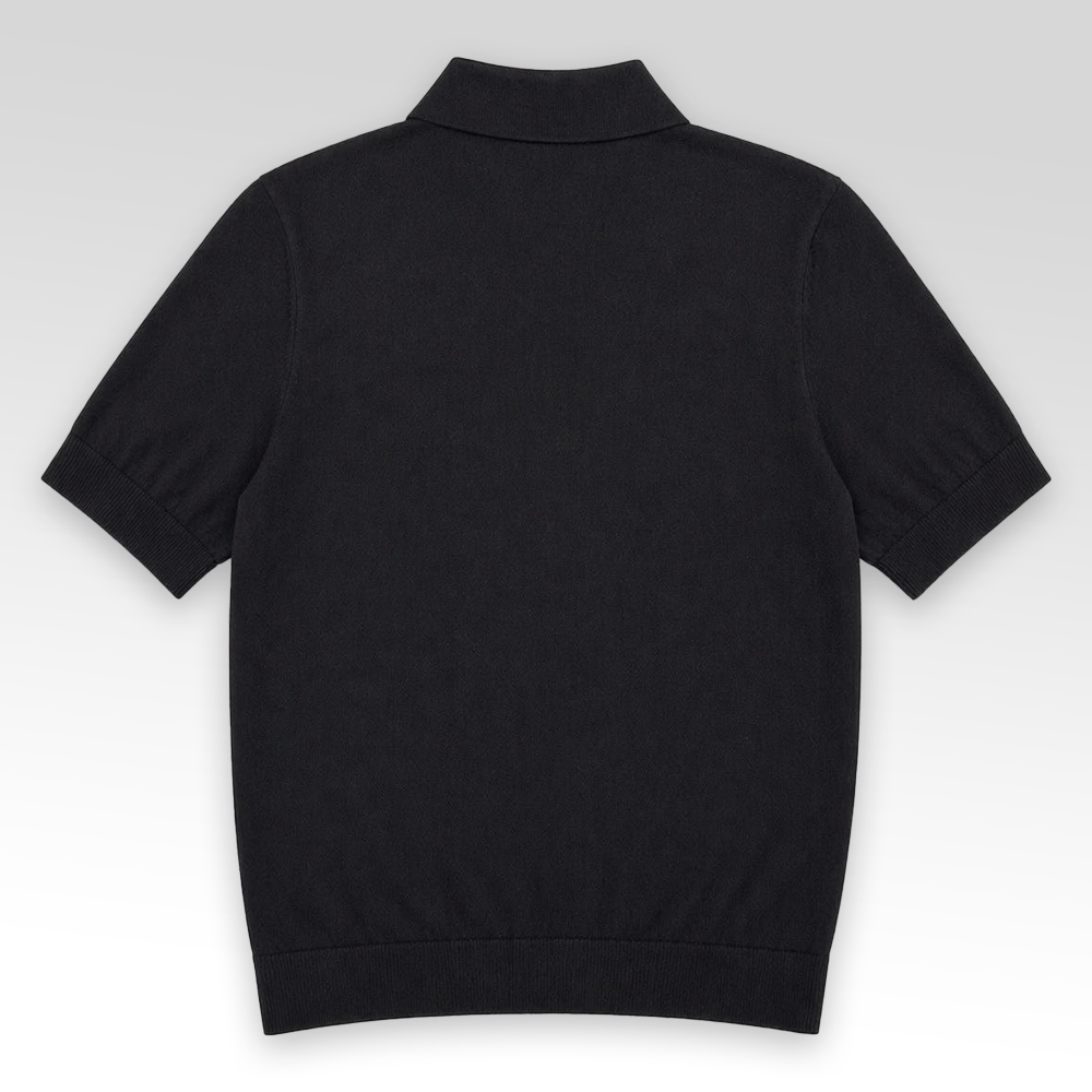 Embroidered detail polo collar knit shirt