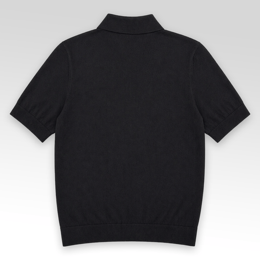 Embroidered detail polo collar knit shirt