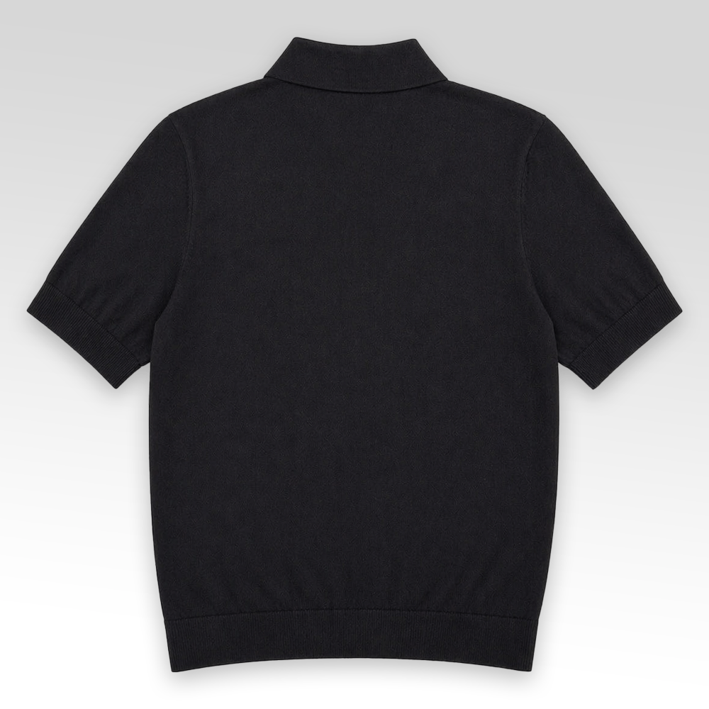 Embroidered detail polo collar knit shirt