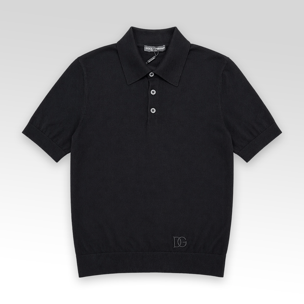 Embroidered detail polo collar knit shirt