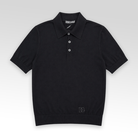 Embroidered detail polo collar knit shirt