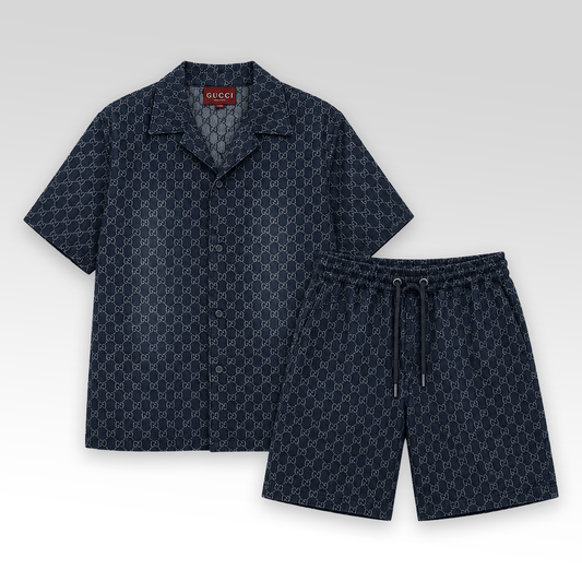 GUCCI GG Denim Shirt&Shorts Set