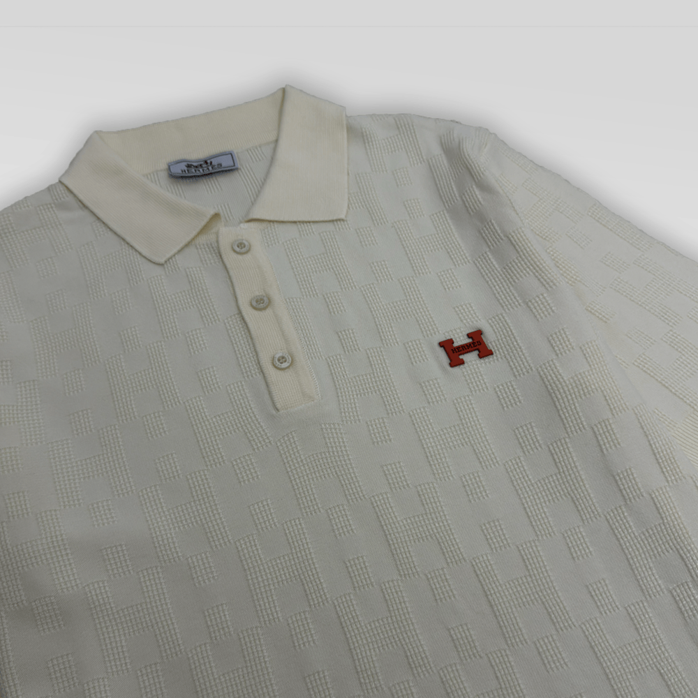 HERMES Jacquard Knit Polo Shirt