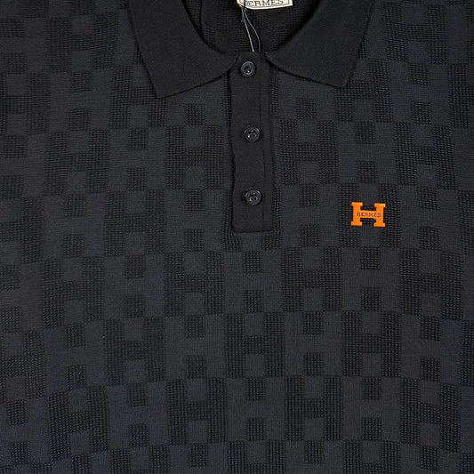HERMES Jacquard Knit Polo Shirt