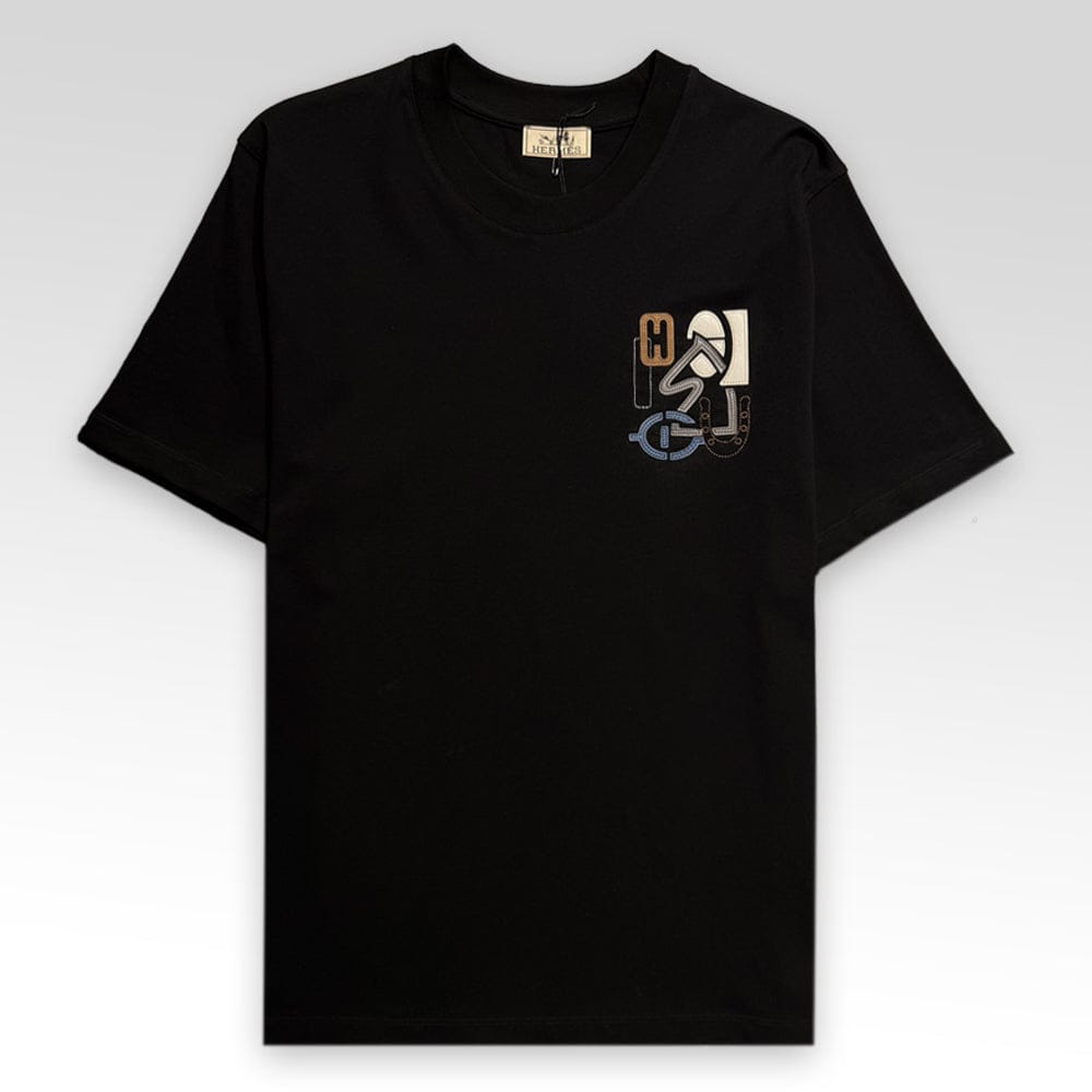 "H Puzzle" T-shirt With Leather Detail