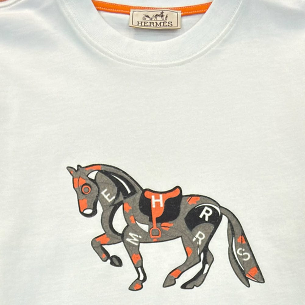 HERMES Flocked Horse Logo T-Shirt