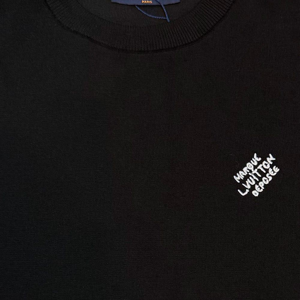 LV Short-Sleeved Cotton Crewneck Knit T-Shirt