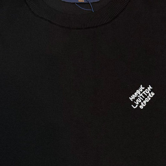 LV Short-Sleeved Cotton Crewneck Knit T-Shirt