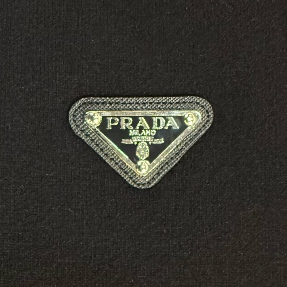 PRADA Metal Triangle Logo Knit Polo Shirt