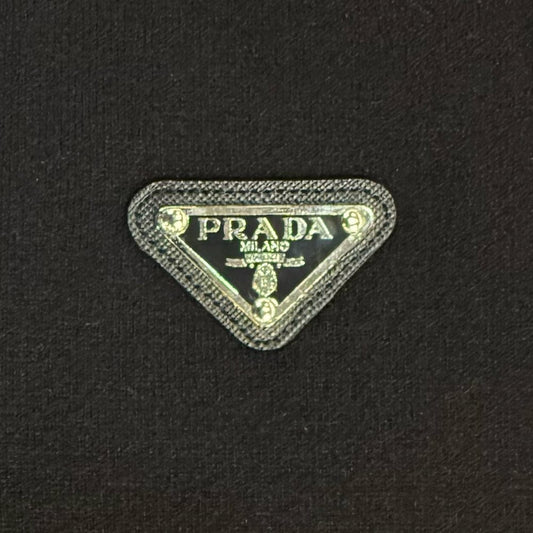 PRADA Metal Triangle Logo Knit Polo Shirt