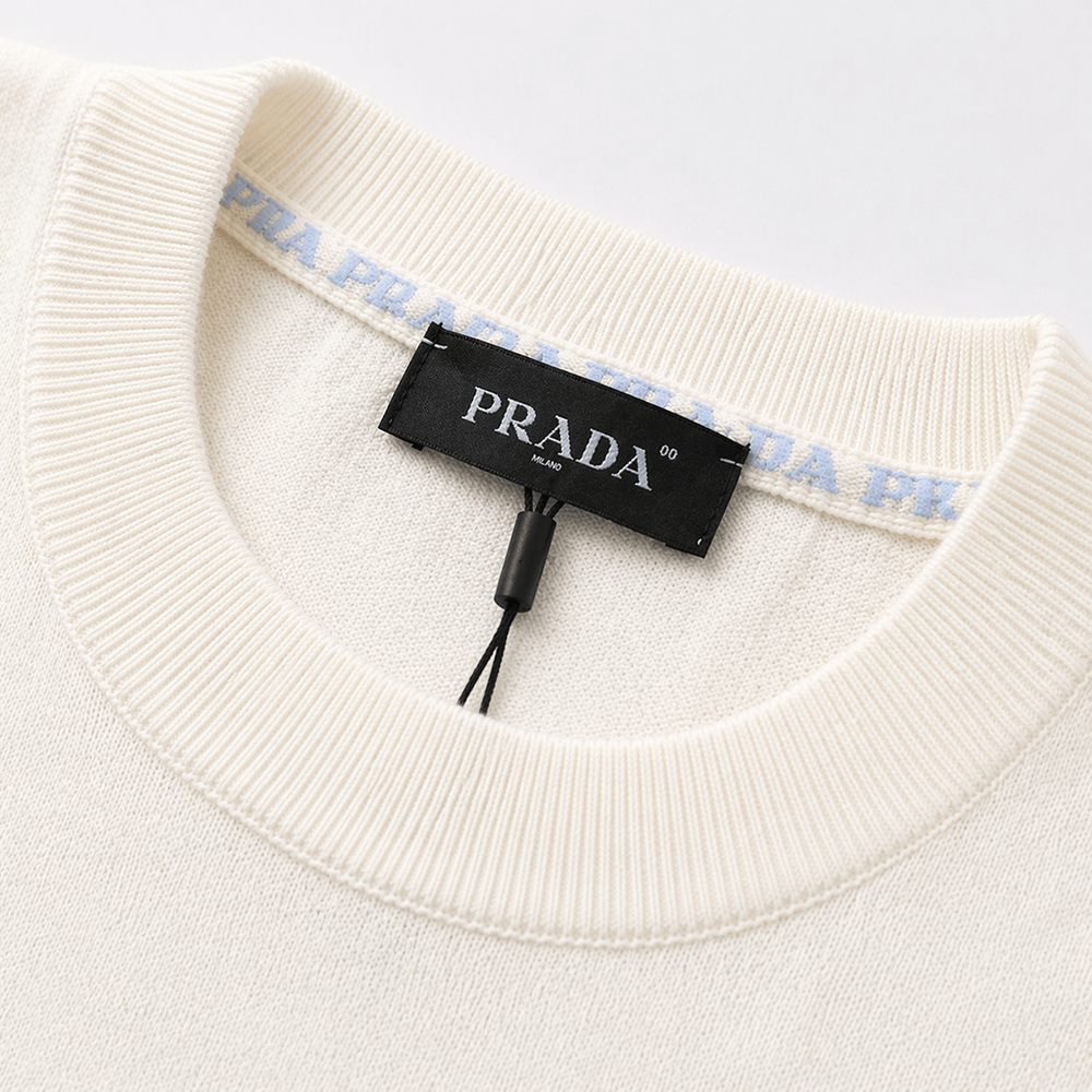 Short-Sleeved Cotton Crewneck Knitwear