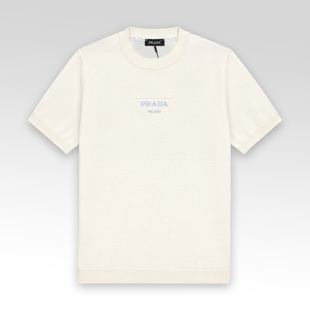 Short-Sleeved Cotton Crewneck Knitwear