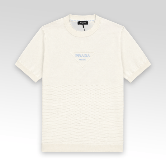 Short-Sleeved Cotton Crewneck Knitwear