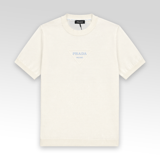 Short-Sleeved Cotton Crewneck Knitwear